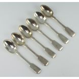 A set of 6 Victorian silver fiddle pattern teaspoons with engraved monogram London 1890, maker