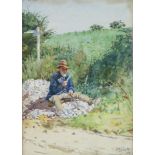 J H Scott 07, watercolour signed and dated, study of a road worker 33cm x 23cm There is some