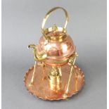 A Soutter's Patent Art Nouveau copper and brass tea kettle complete with stand and burner 31cm h x