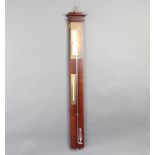 A reproduction 18th Century mercury stick barometer and thermometer marked F.C.C. 97cm h x 15cm w