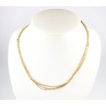 An 18ct yellow gold 5 strand fancy link necklace, 42cm, 23 grams