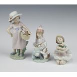 A Lladro figure of a kneeling ballerina 10cm, ditto of a girl with kittens 6020 Friday's child