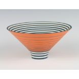 A Sarah Moorhouse Studio Pottery bowl decorated with concentric circles monogrammed 21cm