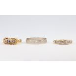 Two 9ct yellow gold gem set rings size M, 3 grams and an 18ct ditto size M, 3 grams