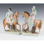 A pair of Victorian Staffordshire Pottery figures of The Prince and Princess of Wales on horseback