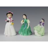 Three Royal Doulton figures - Sharon HN3047, Francine HN2422 and Top O' The Hill HN2126