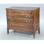 An Edwardian Chippendale style mahogany bachelor's chest of 4 long drawers with brass swan neck drop