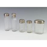 Three silver mounted toilet jars London 1889, 2 others