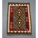 A black, red and white ground Maimana kilim rug 84cm x 59cm