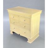 An Art Nouveau Continental painted pine chest of 3 drawers, raised on shaped supports 83cm h x