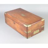 A Victorian brass banded and mahogany writing slope with hinged lid, base fitted a secret drawer