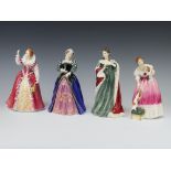 Four Royal Doulton limited edition Queens of The Realm - Elizabeth I 1793, Queen Mary of Scots 1790,