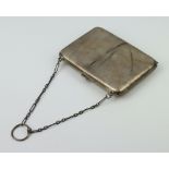 A sterling silver dance card holder with chain, gross weight 158 grams, 10cm x 8cm