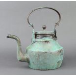 A Victorian verdigris copper kettle 37cm h x 19cm