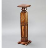 A 19th Century inlaid mahogany pedestal raised on a square stepped base 88cm h x 21cm w x 22cm d The
