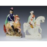 A 19th Century Staffordshire figure of Louis S Napoleon 32cm (heavily crazed throughout) and 1 other