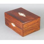 A Victorian inlaid rosewood and mother of pearl trinket box with hinged lid and fitted interior 11cm