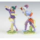 A pair of 20th Century Volkstedt porcelain figures of a musician and a Turk 20cm