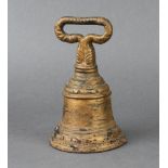 A 19th Century cast iron bell shaped doorstop 20cm h x 12cm w x 7cm d