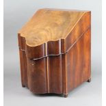 A Georgian shaped inlaid mahogany cutlery box with hinged lid 40cm h x 29cm w x 26cm d Lid is