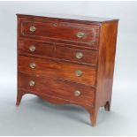A 19th Century mahogany secretaire chest with secretaire and 3 long drawers, raised on bracket