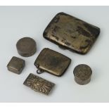 A silver cigarette case Birmingham 1917, a vesta and 4 trinket boxes 132 grams