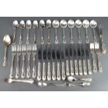 A quantity of fancy silver plated flatware for 6