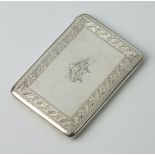 A Victorian silver engraved card case with monogram and floral border London 1878, 94 grams This lot