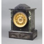 A 19th Century American 8 day striking mantel clock with gilt dial and Roman numerals contained in a
