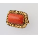 A 19th Century yellow metal coral brooch 2cm
