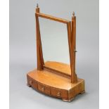 A 19th Century rectangular plate dressing table mirror contained in an inlaid mahogany frame, the