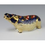 A Royal Crown Derby limited edition paperweight Hippopotamus no. 976/2500 MMIII with gold stopper