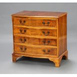 A Georgian style serpentine fronted yew chest of 4 drawers, raised on bracket feet 72cm h x 73cm w x