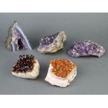 Three various Geodes specimens - 13cm x 12cm x 6cm, 14cm x 8cm x 13cm and 11cm x 10cm x 5cm,