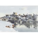 ** John Yardley born 1933, watercolour signed, winterscape with Windsor Castle 31.5cm x 45.5cm