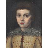 18th Century oil on canvas unsigned, portrait of a young man with lace collar 33cm x 25.5cm