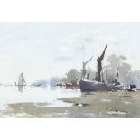 ** John Yardley born 1933, watercolour signed, old fishing vessels 31.5cm x 45.5cm