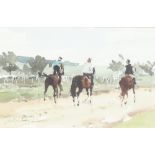 ** John Yardley born 1933, watercolour signed, equestrian study, label on verso "A Gallop" 18cm x