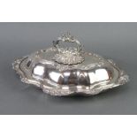 An Edwardian silver plated entree set with floral decoration 35cm
