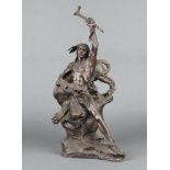 Franklin Mint, after Buck McCain, a bronze figure of a standing Native Indian warrior with big