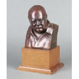 Franklin Mint, after Oscar Nemon, a bronze head and shoulders portrait bust Sir Winston Churchill,