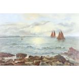 An Edwardian oil on canvas indistinctly signed, maritime study (re-lined) 40cm x 60cm