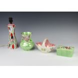 A Beswick rectangular trinket box decorated with flowers 1712 13cm, a Studio Ceramic table lamp with