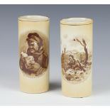 A pair of Grimwades Bruce Bairnsfather "Old Bill" crested spill vases 18cm Both are cracked