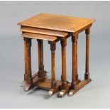 Herbert E Gibbs, a nest of 3 Art Deco rectangular oak interfitting coffee tables raised on turned