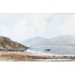 Edward Wesson (1910-1983) watercolour signed Scottish loch scene 32cm x 50cm