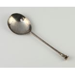 A Charles I style silver seal top spoon, the end engraved A E, rubbed makers mark and date