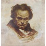 20th Century oil on canvas indistinctly signed, dated 1927 portrait of Beethoven 67cm x 67cm