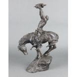 Franklin Mint, after Buck McCain, a bronze figure of a Native Indian horseman with buffalo skull