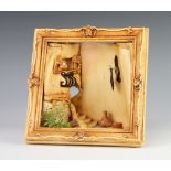 A Pendelfin diorama of a room enclosed in a frame 20cm There is a minor chip to the frame